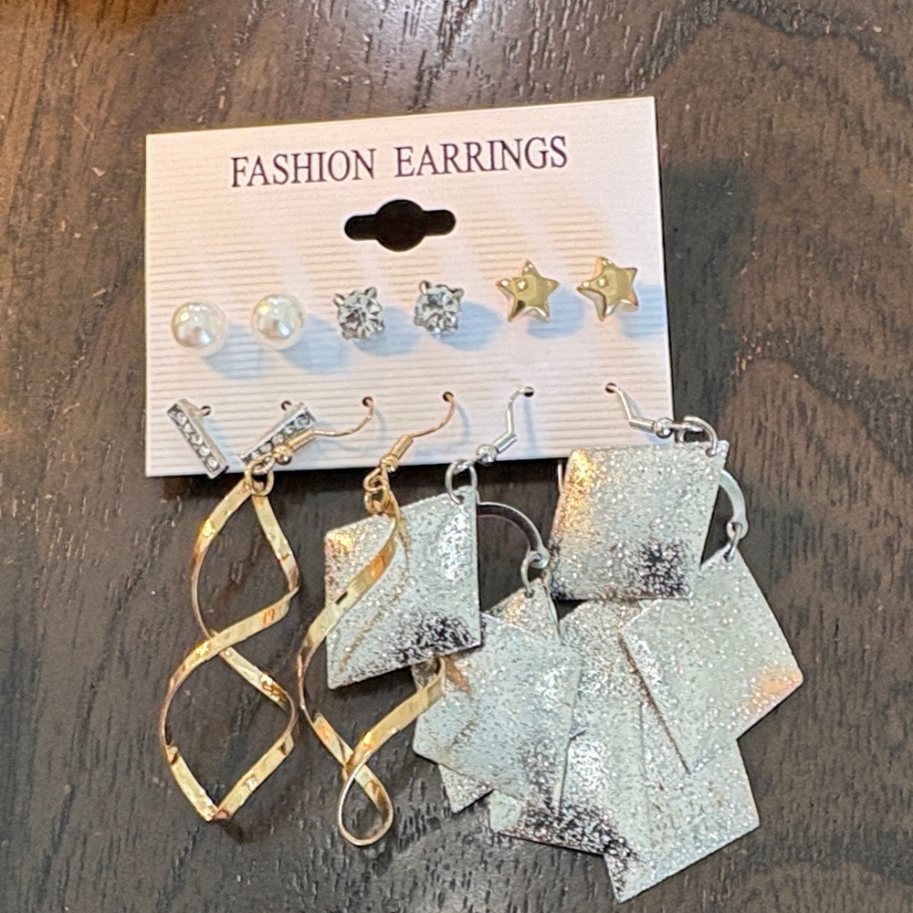 Fashion Earrings Set - Gold and Silver